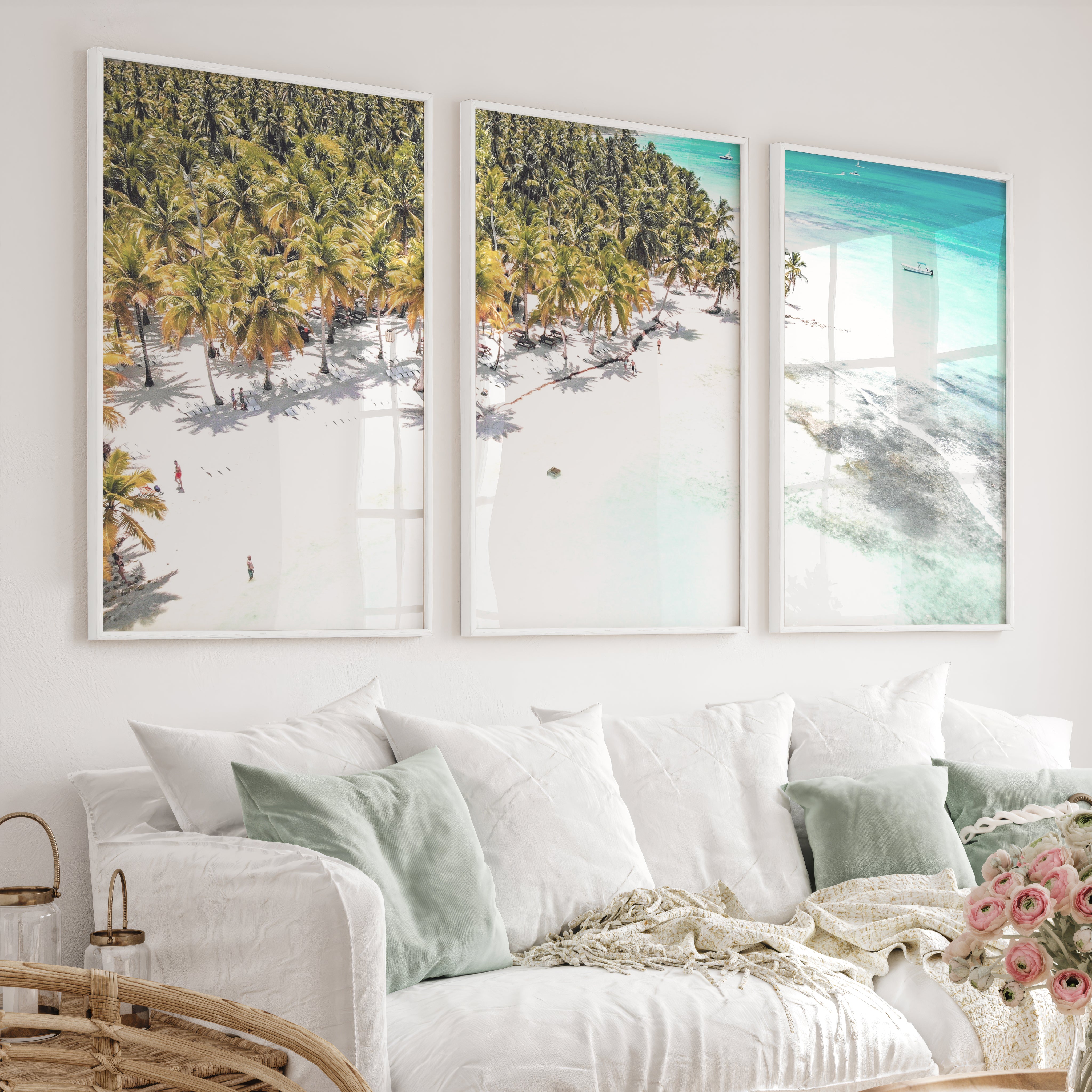 Palm Beach poster about sea Photography - White Framed Poster No Border - Artworksets