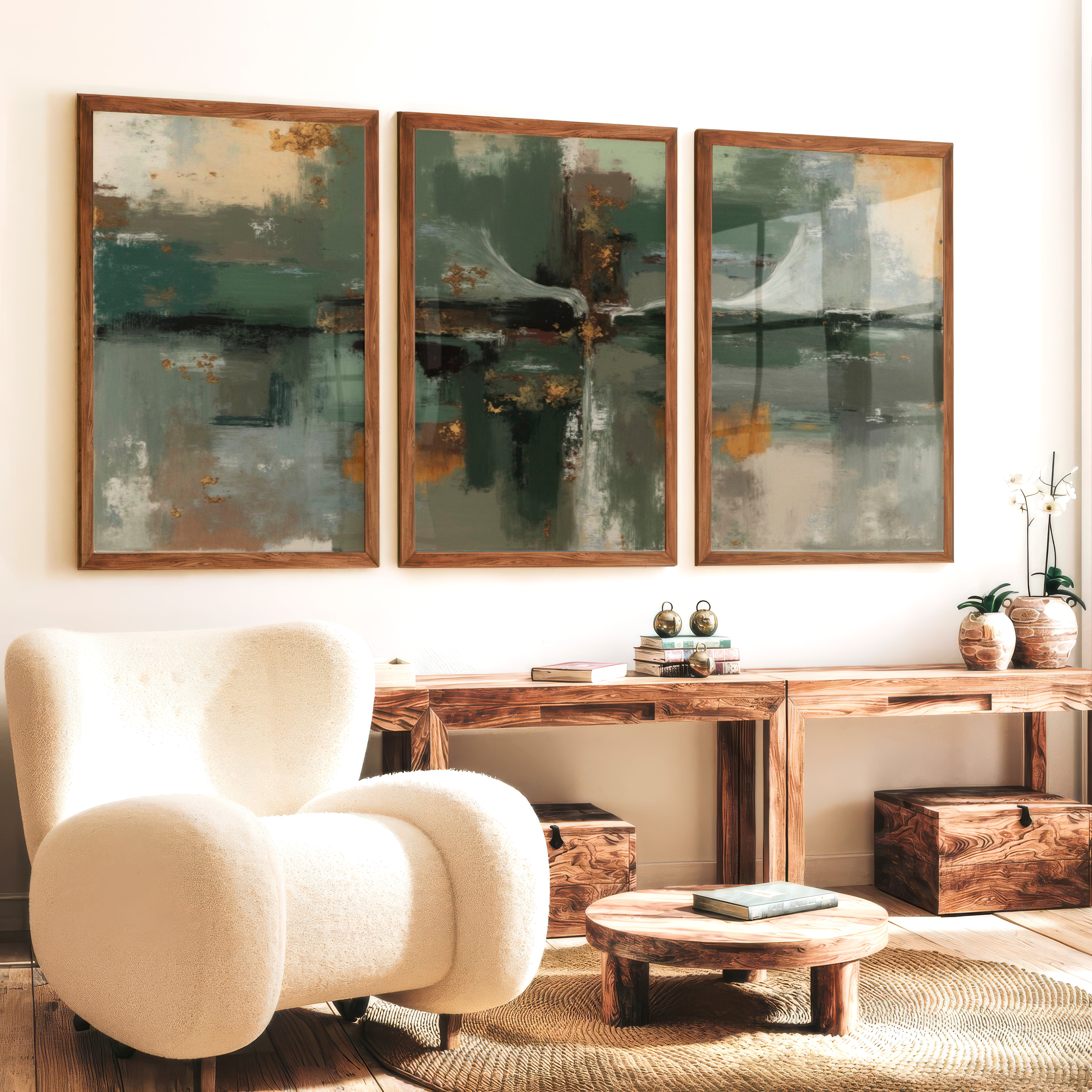 Poster Art Abstract – Modern Wall Decor Print - Dark Brown Framed Poster No Border - Artworksets