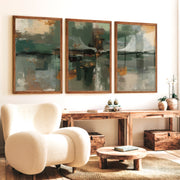 Poster Art Abstract – Modern Wall Decor Print - Dark Brown Framed Poster No Border - Artworksets