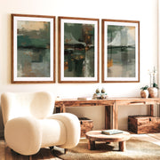 Poster Art Abstract – Modern Wall Decor Print - Dark Brown Framed Poster with White Border - Artworksets