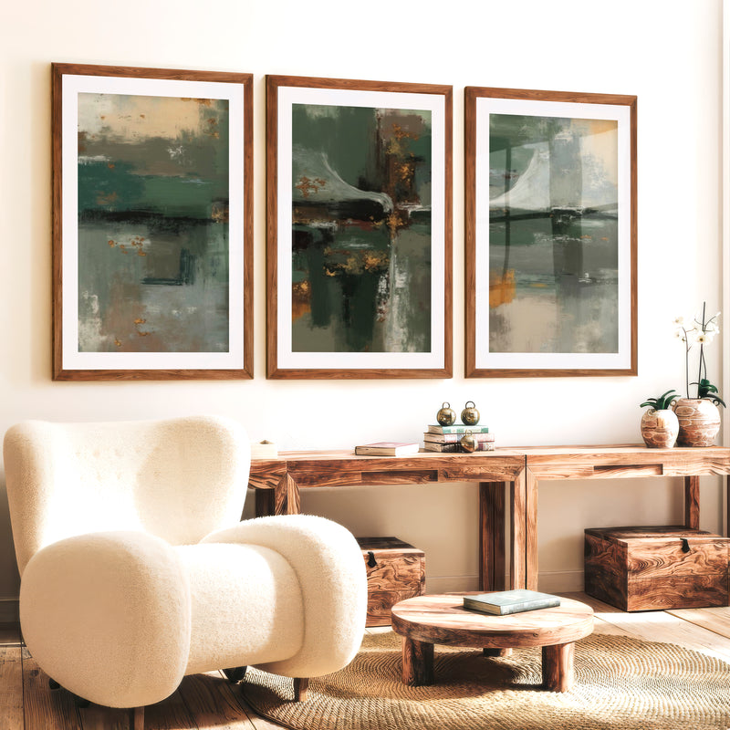 Poster Art Abstract – Modern Wall Decor Print - Dark Brown Framed Poster with White Border - Artworksets