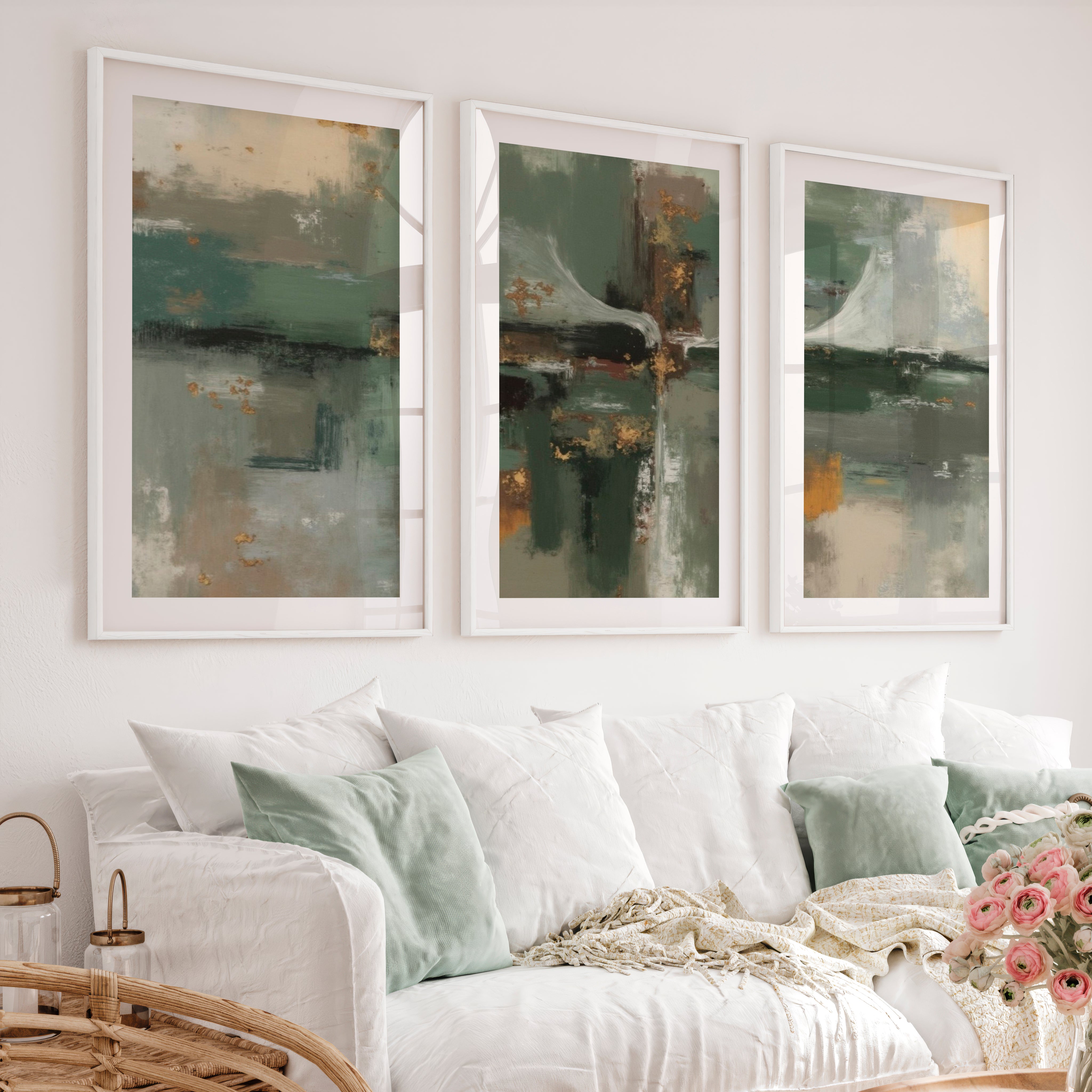 Poster Art Abstract – Modern Wall Decor Print - White Framed Poster with White Border - Artworksets