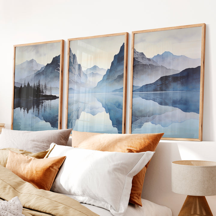 Misty Twin Peaks Poster Japandi - Natural Wood Framed Poster No Border - Artworksets