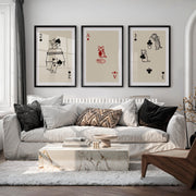 Poster Retro Vintage Cat Playing Cards - Black Framed Poster with White Border - Artworksets