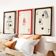 Poster Retro Vintage Cat Playing Cards - Natural Wood Framed Poster No Border - Artworksets