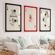 Poster Retro Vintage Cat Playing Cards - White Framed Poster No Border - Artworksets