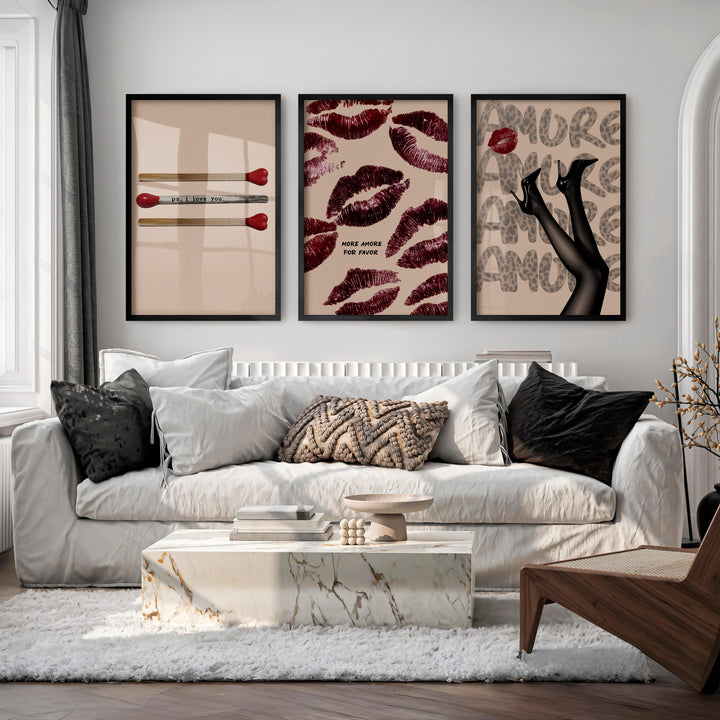 Amore Kiss Collage poster retro vintage - Black Framed Poster No Border - Artworksets