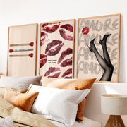 Amore Kiss Collage poster retro vintage - Natural Wood Framed Poster No Border - Artworksets