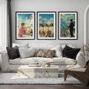 Vintage Ski Resort Wall Art Set of 3 – Retro Apres Ski Posters - Black Framed Poster with White Border - Artworksets