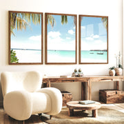 Palm Lagoon posters of the sea - Dark Brown Framed Poster No Border - Artworksets