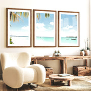 Palm Lagoon posters of the sea - Dark Brown Framed Poster with White Border - Artworksets