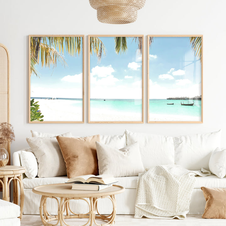 Palm Lagoon posters of the sea - Natural Wood Framed Poster No Border - Artworksets