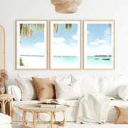 Palm Lagoon posters of the sea- Natural Wood Framed Poster with White Border - Artworksets