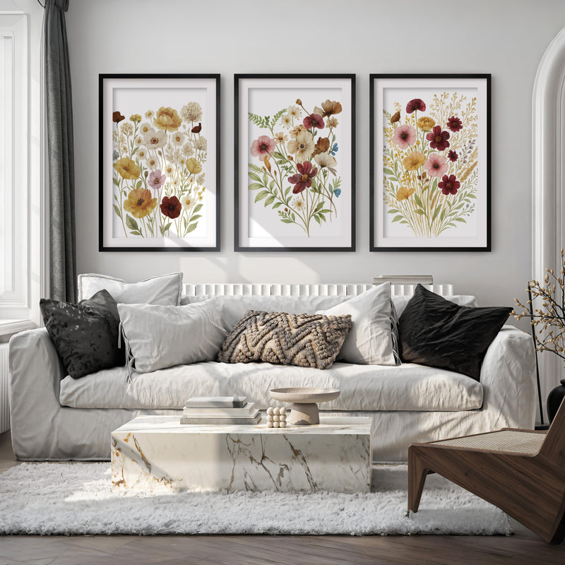 Pressed Flower Wall Art – Vintage Botanical Set of 3




 - Black Framed Poster with White Border - Artworksets