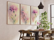 Botanical Artwork Prints – Pink Floral Watercolor Set of 3