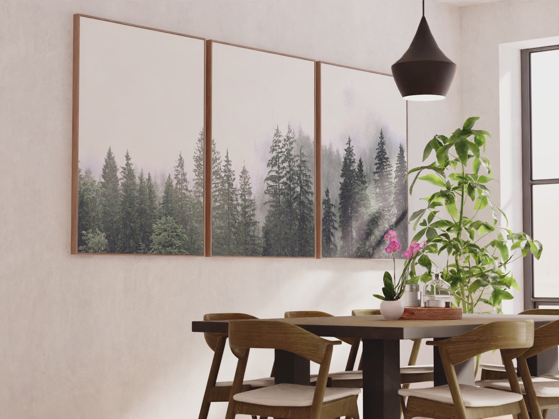 Green Pine Tree Forest – Foggy Nature Wall Art Prints