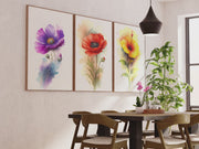 Botany Art Prints – Watercolor Floral Set of 3
