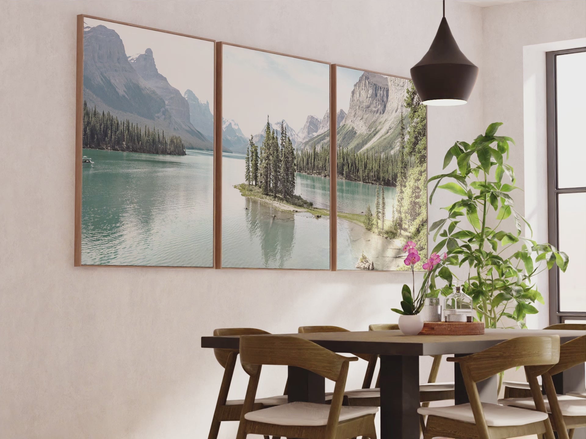 Jasper National Park Mountain Lake Triptych. Canada Nature