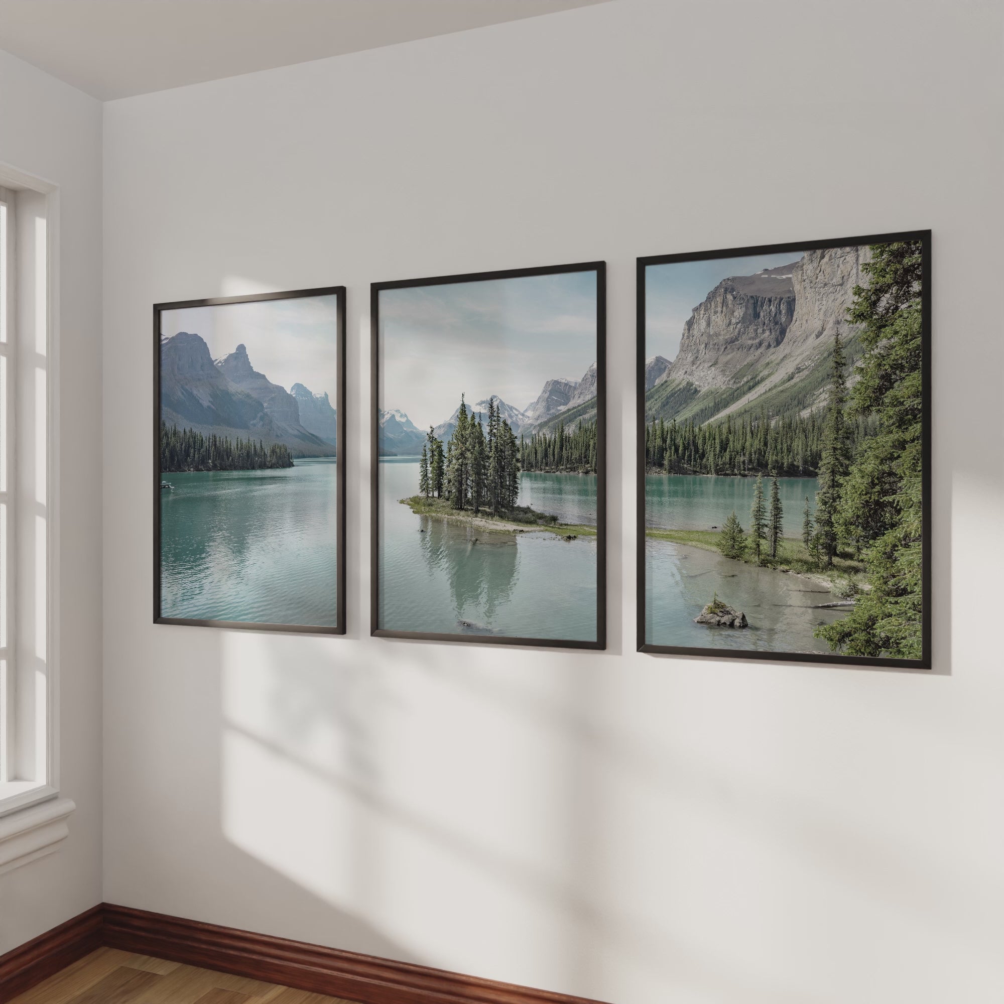 Jasper National Park Mountain Lake Triptych. Canada Nature