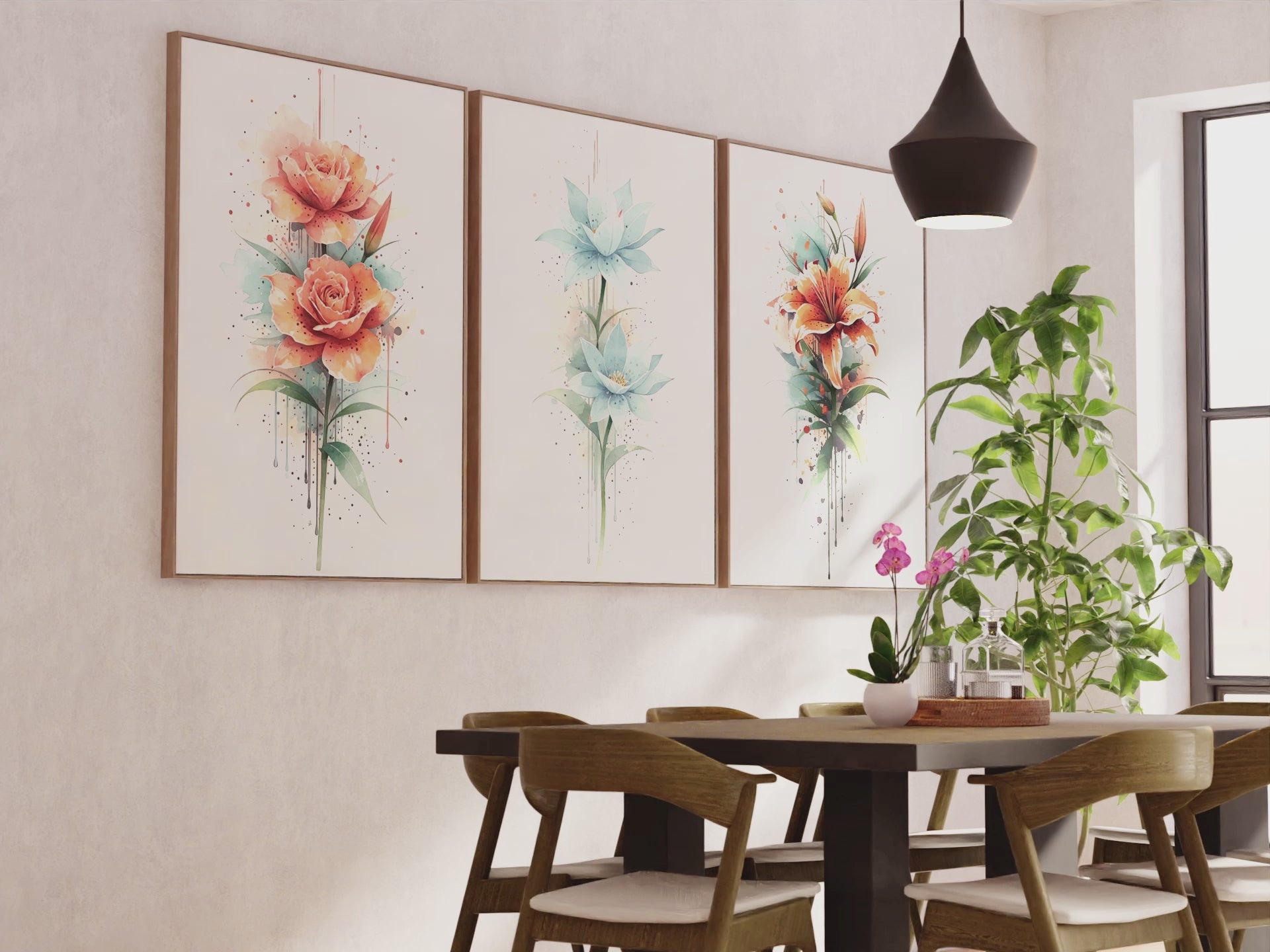 Poster Botanical – Watercolor Flowers Set of 3
