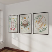 Vintage Nursery Art – Animal & Moon Wall Prints (3 Pieces)