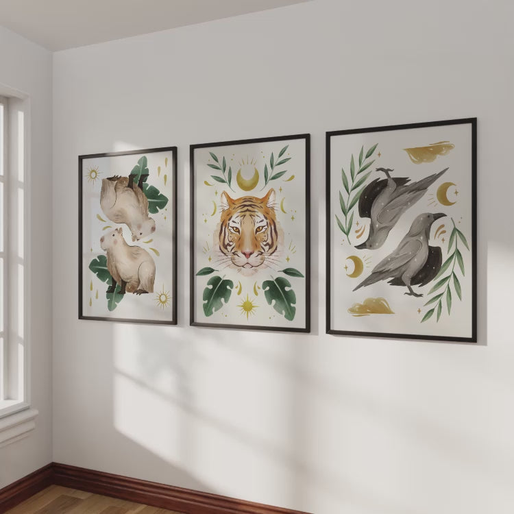 Nursery Art Prints – Animal & Moon Wall Decor (3 Pieces)