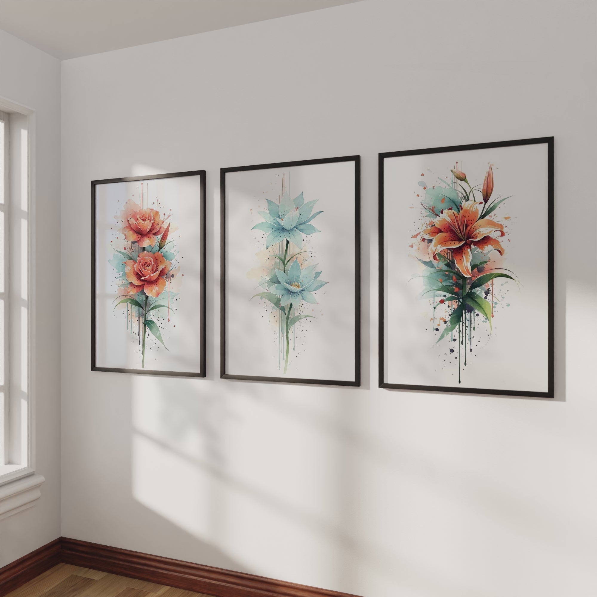 Poster Botanical – Watercolor Flowers Set of 3