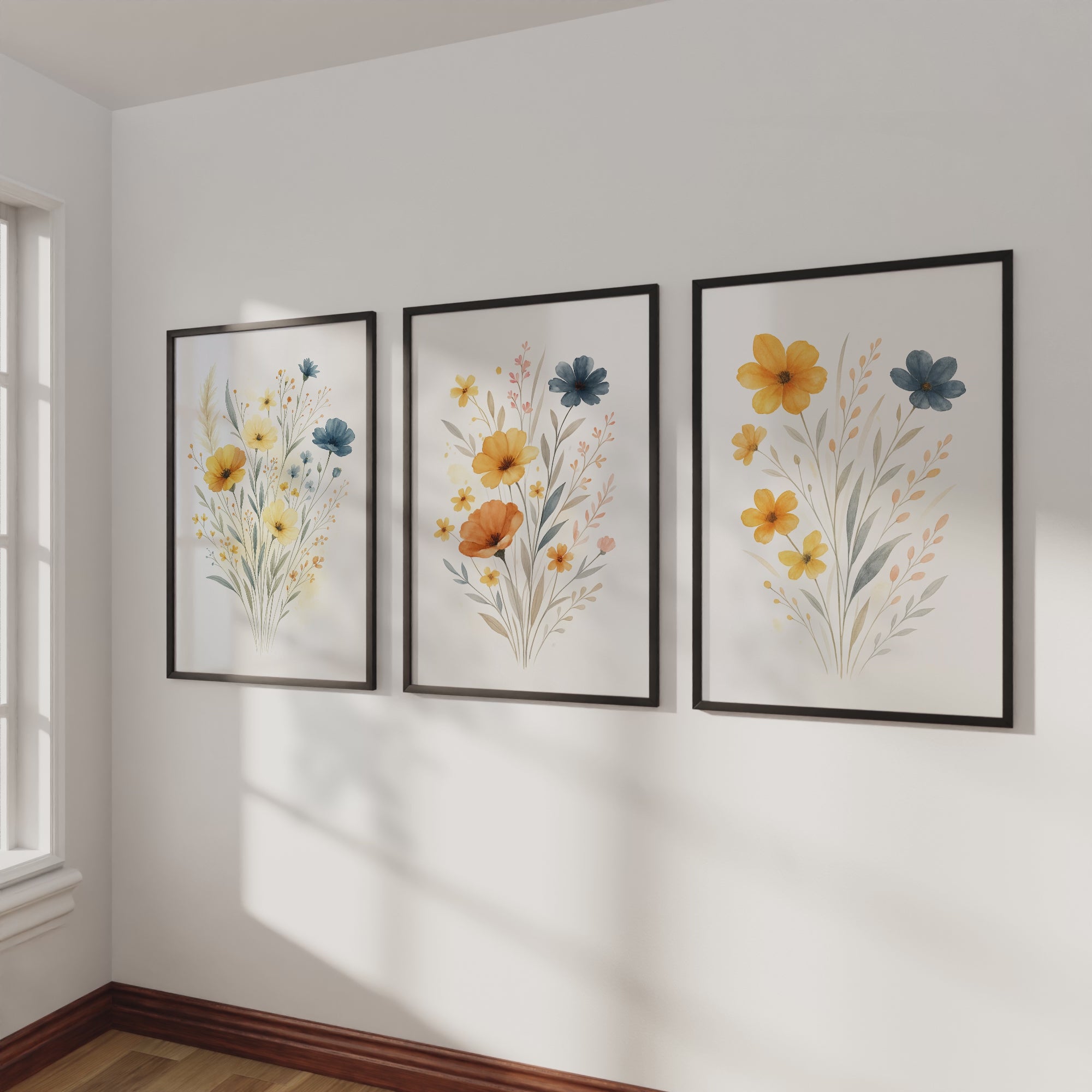 Floral Wall Art – Art Poster Decor Set (3 Pieces)