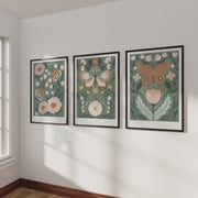 Butterfly Wall Art for Nursery – Floral Nature Print Set (3 Pieces)