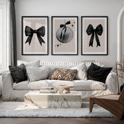Disco Ball and Black Bow Retro Art Posters - Black Framed Poster with White Border - Artworksets