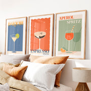 Retro Art Prints Featuring Daiquiri Cocktail- Natural Wood Framed Poster with White Border - Artworksets