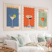 Retro Art Prints Featuring Daiquiri Cocktail - White Framed Poster No Border - Artworksets