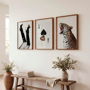 Roaring Leopard retro art prints - Dark Brown Framed Poster No Border - Artworksets