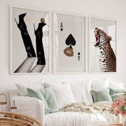 Roaring Leopard retro art prints - White Framed Poster No Border - Artworksets