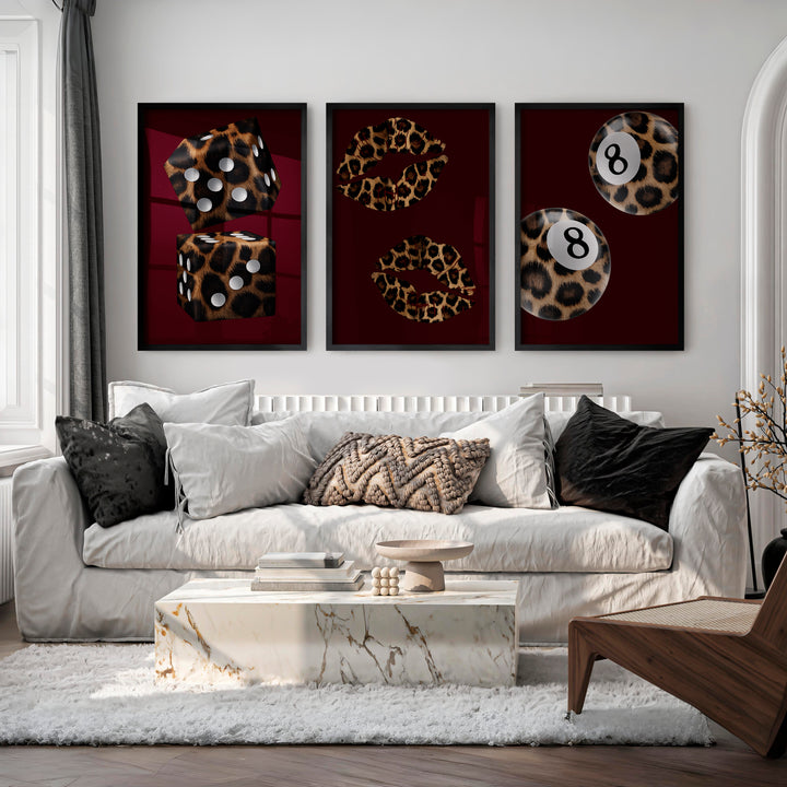 Leopard Dice Retro Art Wall Print - Black Framed Poster No Border - Artworksets