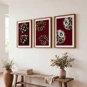 Leopard Dice Retro Art Wall Print - Dark Brown Framed Poster with White Border - Artworksets