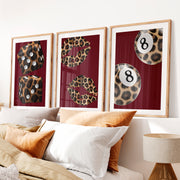 Leopard Dice Retro Art Wall Print- Natural Wood Framed Poster with White Border - Artworksets