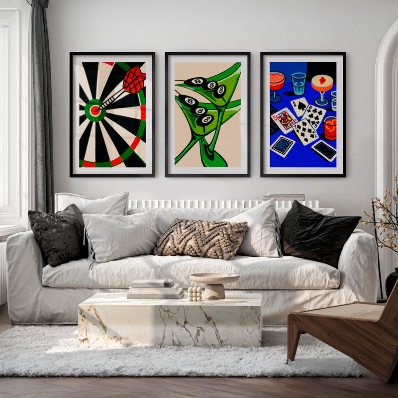 Game Night retro artwork - Black Framed Poster with White Border - Artworksets