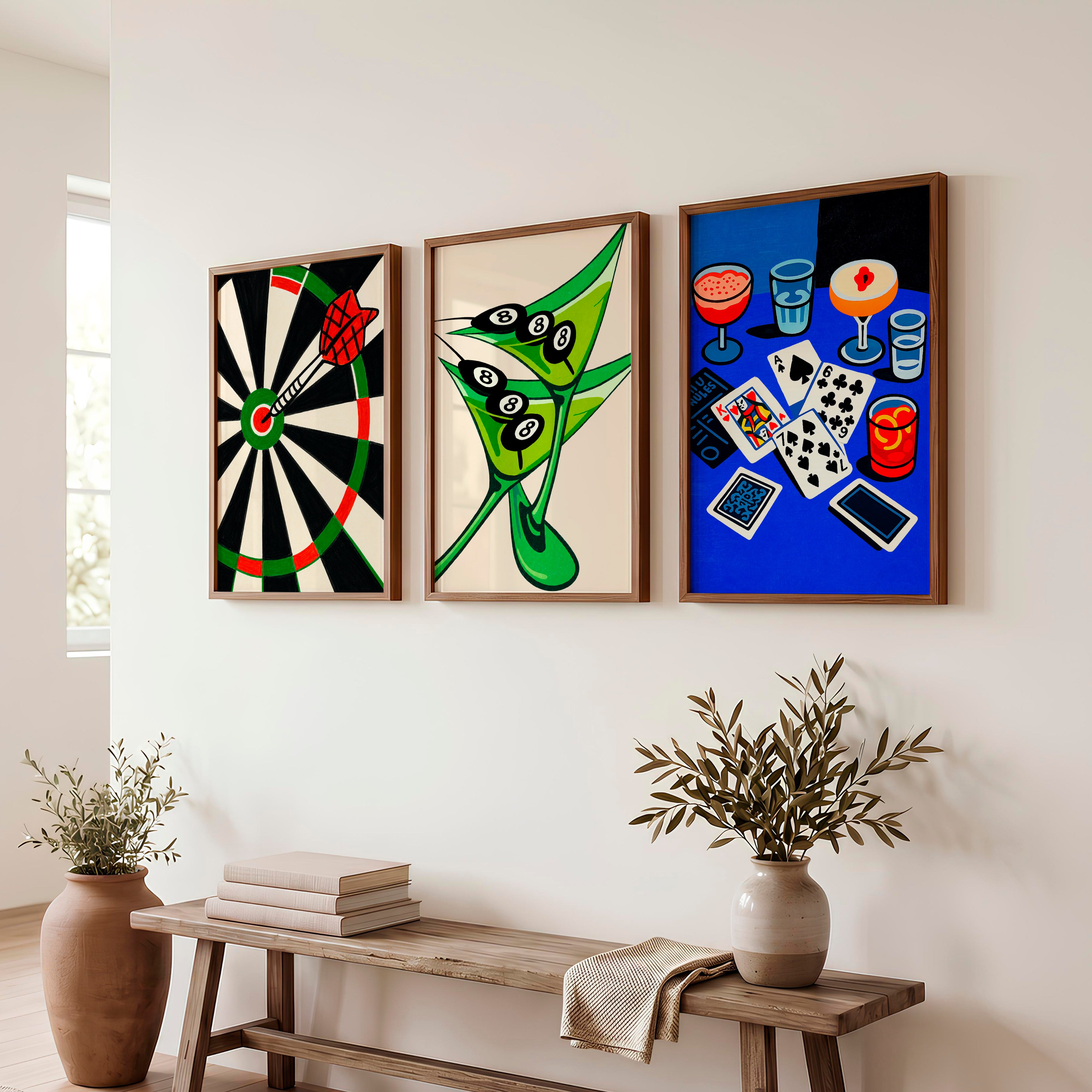 Game Night retro artwork - Dark Brown Framed Poster No Border - Artworksets