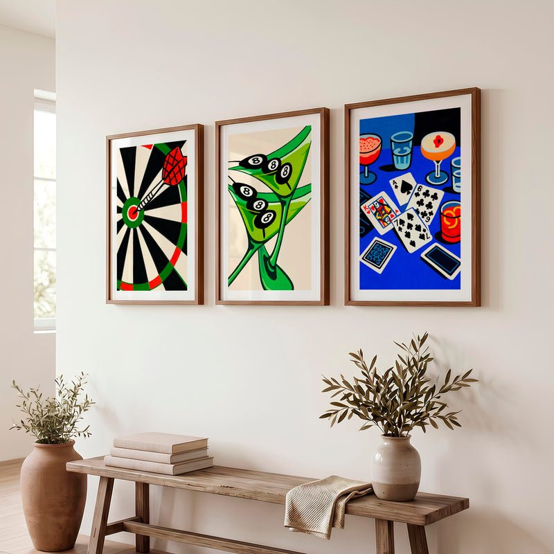 Game Night retro artwork - Dark Brown Framed Poster with White Border - Artworksets