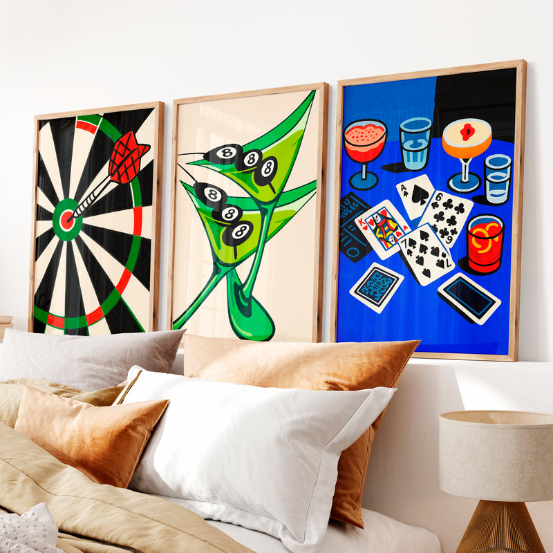 Game Night retro artwork - Natural Wood Framed Poster No Border - Artworksets