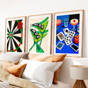 Game Night retro artwork- Natural Wood Framed Poster with White Border - Artworksets