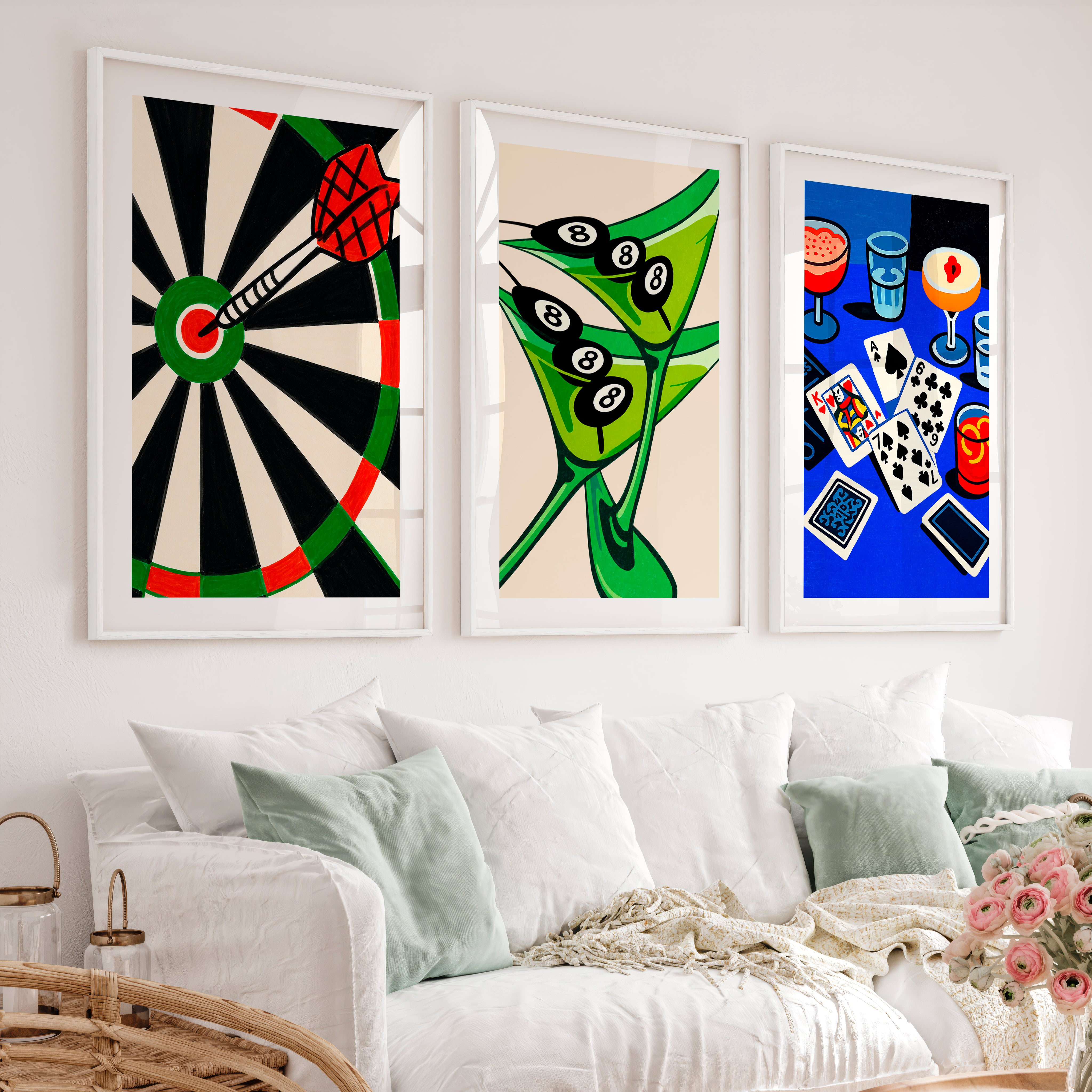 Game Night retro artwork - White Framed Poster with White Border - Artworksets