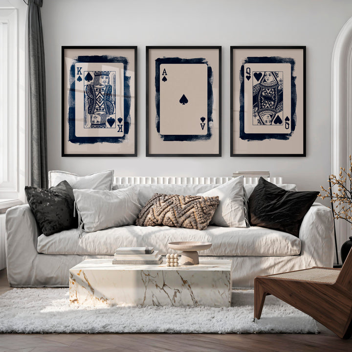 King and Queen Playing Card retro artwork - Black Framed Poster No Border - Artworksets