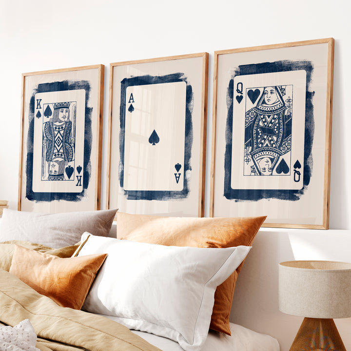 King and Queen Playing Card retro artwork - Natural Wood Framed Poster No Border - Artworksets