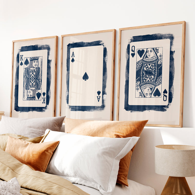 King and Queen Playing Card retro artwork - Natural Wood Framed Poster No Border - Artworksets