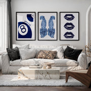 Feeling Lucky Cheetahs retro artwork prints with 8 Ball Accent - Black Framed Poster with White Border - Artworksets