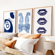 Feeling Lucky Cheetahs retro artwork prints with 8 Ball Accent- Natural Wood Framed Poster with White Border - Artworksets