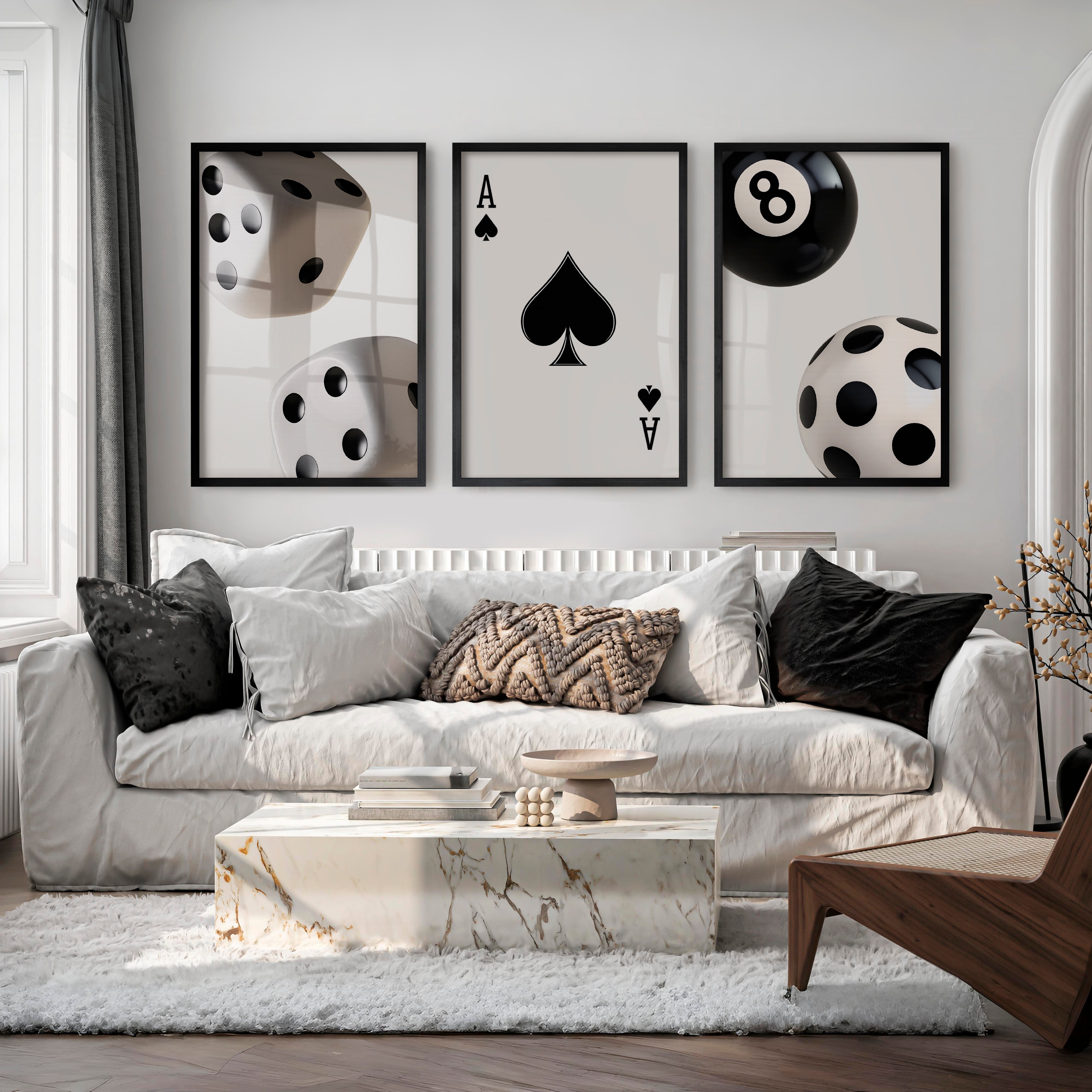 Ace of Spades Retro Artwork Prints - Black Framed Poster No Border - Artworksets