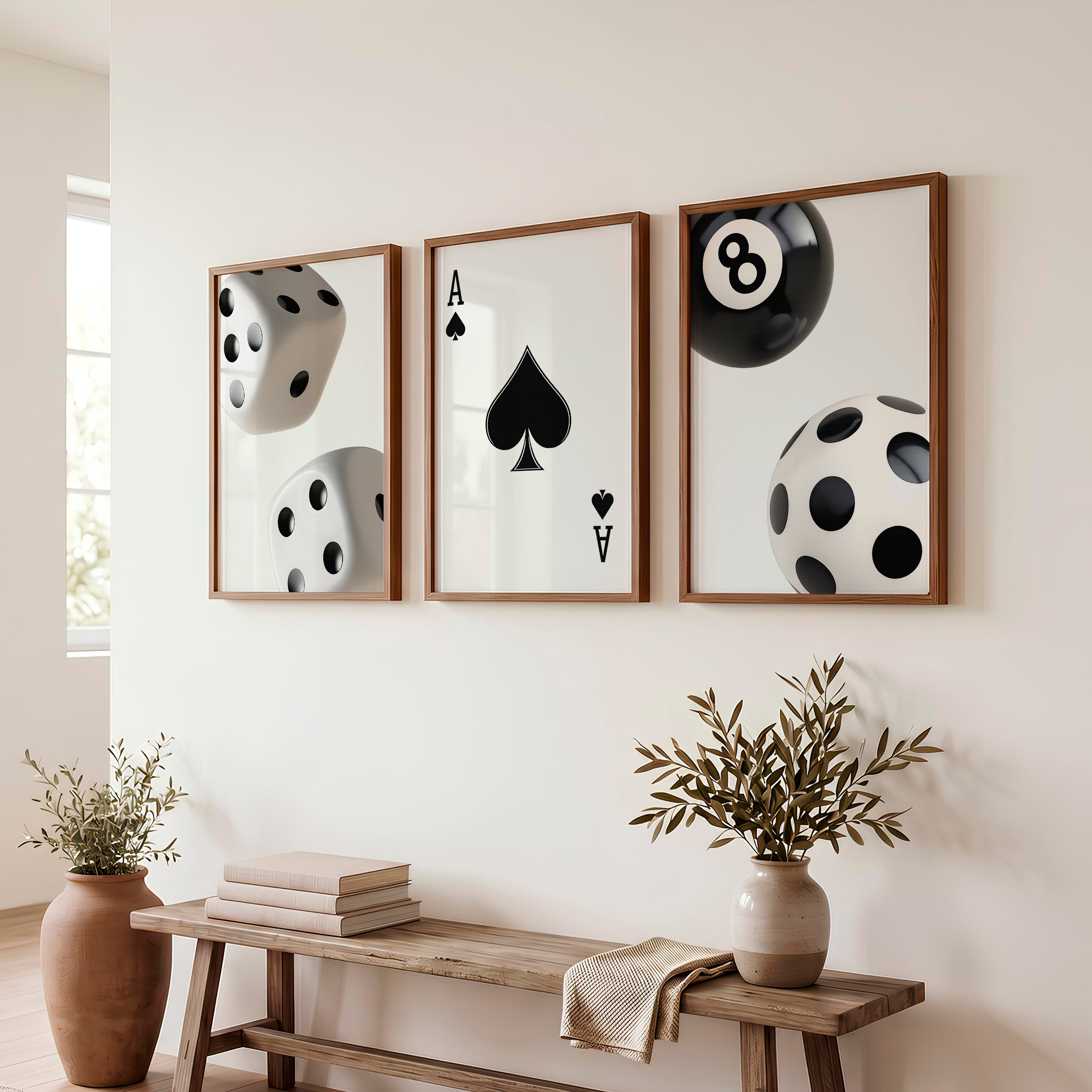 Ace of Spades Retro Artwork Prints - Dark Brown Framed Poster No Border - Artworksets